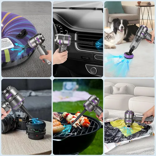 Miniatura 6 de WADEO Aspiradora de mano inalámbrica, 4 en 1 21000 PA sin escobillas para automóvil y 210000 rpm, soplador de aire de batería de 7500 mAh