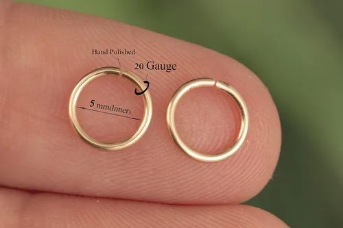 Miniatura 2 de Aretes de aro de oro de plata – Aretes de aro para mujer, dos piezas de aros de plata fina rellenos de oro, aro de hélice, anillo de tragus, aro