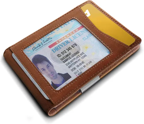 Miniatura 3 de Cartera Bulliant fina para hombre, cartera de piel para hombre con bolsillo delantero para tarjetas, 7 x 10 x 27cm (3" x 4.3"), 11 tarjetas+clip
