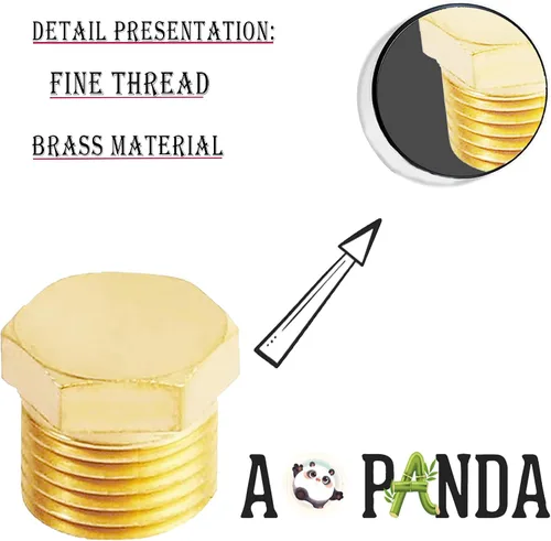Miniatura 5 de AOPANDA Adaptador 3/8 NPT, enchufe de tubería de latón, enchufe de 3/8 NPT rosca de enchufe de cabeza hexagonal para accesorios de tubería 5PCS.
