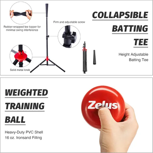 Miniatura 6 de ZELUS Red de béisbol de 7 x 7 pies, red de práctica de béisbol y sóftbol con tee, pelotas de béisbol y bolsa de transporte para batear y lanzar