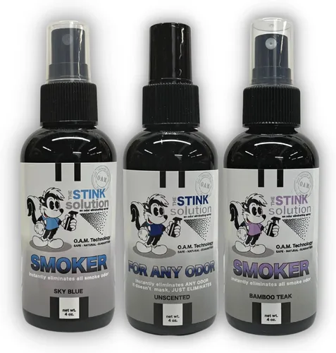 The Stink Solution Spray eliminador de olores de humo, elimina completamente el olor a humo de la casa, el automóvil, la ropa, el cabello y más - El