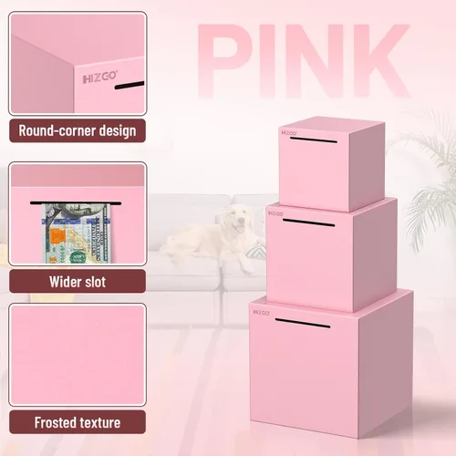 Miniatura 3 de hizgo Alcancía rosa para adultos, alcancía de acero inoxidable para adultos/niños, debe romperse para abrir, caja de ahorro de dinero no se puede