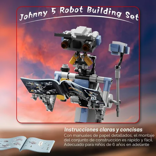 Miniatura 6 de Juego de construcción de robot Johnny 5 de 370 piezas, juguetes modelo de robot Johnny 5, compatible con Lego, juego de regalo educativo para niños