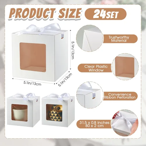 Miniatura 2 de Yeaqee 24 cajas de taza de sublimación para regalo, cajas de taza de café, regalo transparente a granel para tazas de 11 onzas, 12 onzas, 15 onzas