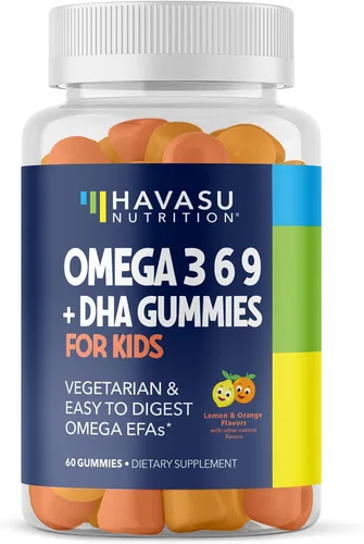 Miniatura 10 de Gomitas Omega 3 6 9 + DHA para niños, aceite de pescado vegetariano, a base de plantas con DHA y EPA para niños mayores de 2 años para apoyar