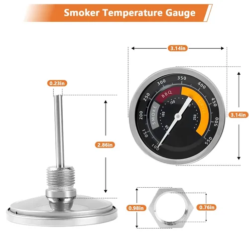 Miniatura 2 de 3695528R06 - Medidor de temperatura para ahumador analógico compatible con fumadores de Oklahoma Joe y la mayoría de parrillas de carbón de apertura