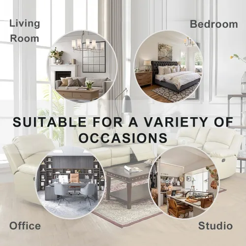 Miniatura 7 de Conjunto de sofá para sala de Estar, sillón reclinable de cuero transpirable, sofá de 3 plazas para cine en casa con tazas para apartamento, oficina