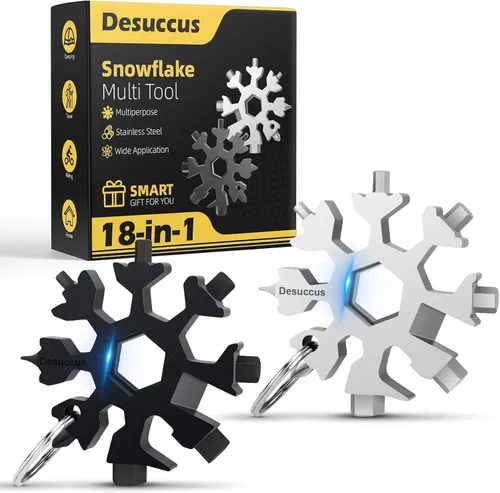 Miniatura 5 de Desuccus 18-en-1 Multiherramienta en forma de copo de nieve, abridor de botellas de copo de nieve de acero inoxidable/kit de destornillador plano