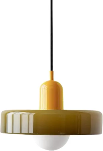 Lámpara Colgante Moderna de Mediados de Siglo Vidrio Naranja Verde Luz Colgante Nórdica Lámpara Individual Grande Vintage Estilo Granja Comedor
