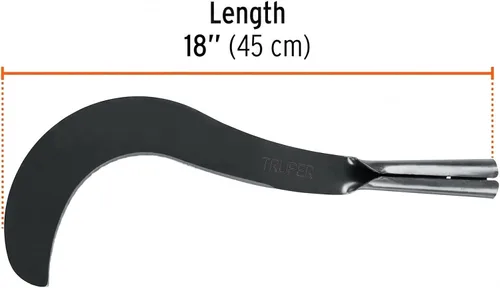 Miniatura 3 de Truper Machete de gancho de cepillo de 18 pulgadas, hoja de acero de alto carbono con punta de gancho, herramienta agrícola y de limpieza