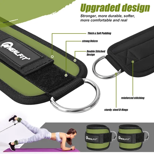 Miniatura 3 de NEALFIT Correa de tobillo para máquina de cable, tobillera de gimnasio para patadas, extensiones de piernas, entrenamientos de glúteos, abductores