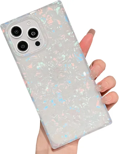 Miniatura 20 de Elegante Funda con Concha de Madre Perla para Niña Compatible con iPhone 14 de 6.1 Pulgadas, Funda Rectángulo con Borde, Elegante y delgada