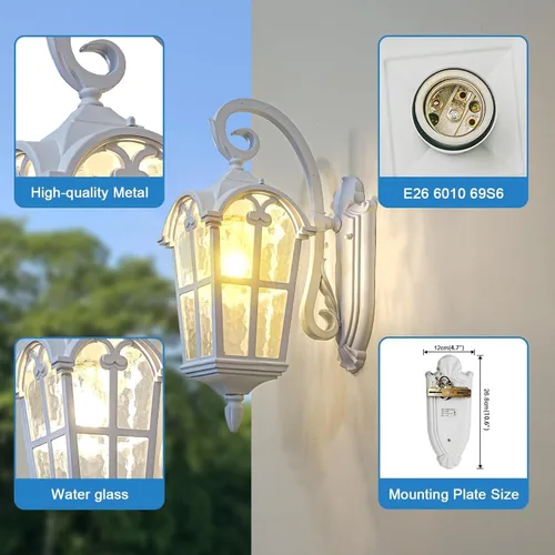 Miniatura 3 de Luces de pared para exteriores, para porche, patio, 17.1 pulgadas de alto, accesorios de iluminación de pared exterior blanca, impermeable