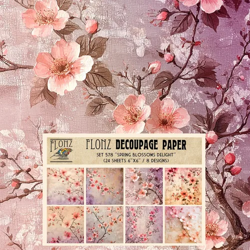 Miniatura 14 de Decoupage - Paquete de papel (24 hojas de 6 x 6 pulgadas) Floral Paradise in Blue # Papel de patrón de estilo vintage para decoupage, manualidades