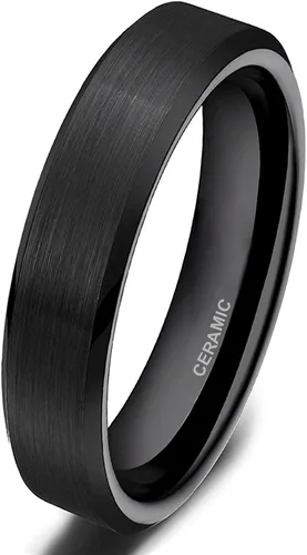 SOMEN TUNGSTEN Anillos de cerámica negra de 0.157in, 0.236in, 0.315in, color negro, cepillados, ajuste cómodo, alianza de boda para hombres y