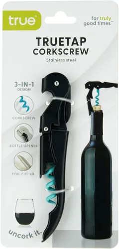 Miniatura 7 de True Truetap - Sacacorchos de camarero con doble bisagra abridor de vinos, abridor de botellas de vino de acero inoxidable con cortador de papel