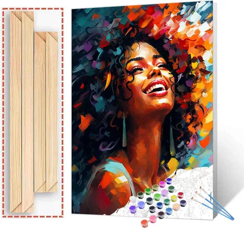 Miniatura 11 de Tucocoo Pintura por números para adultos, kits de pintura al óleo digital sobre lienzo con pinceles y pigmento acrílico, hermoso retrato de niña