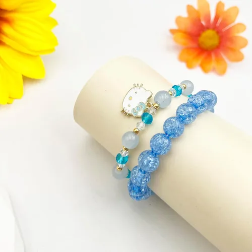 Miniatura 4 de Juego de pulseras kawaii con cuentas de cristal, diseño de dibujos animados con cuentas elásticas de perlas, joyería para niñas y mujeres, regalo