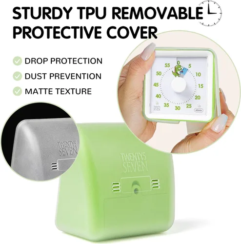 Miniatura 3 de Temporizador visual con funda protectora, temporizador de cuenta regresiva de 60 minutos para niños, autismo, TDAH, aula, oficina en casa, con reloj