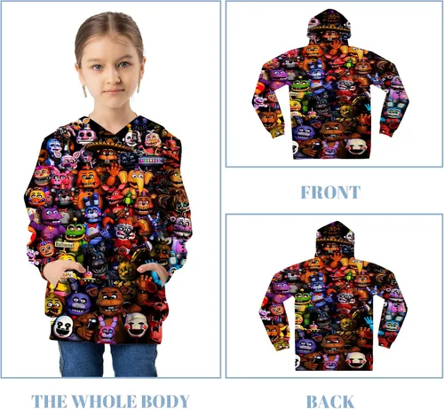Miniatura 3 de Jrkernbo Sudadera unisex con estampado 3D de anime, sudadera con capucha y bolsillos para niños y niñas