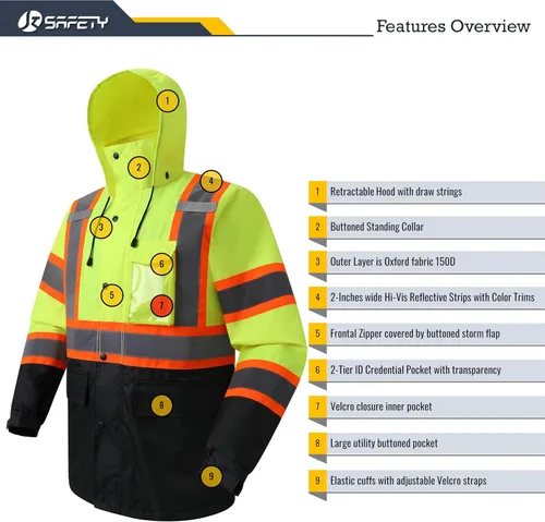 Miniatura 5 de JKSafety Chaqueta y pantalones de lluvia reflectantes de alta visibilidad para hombres y mujeres, equipo de lluvia impermeable para agricultura