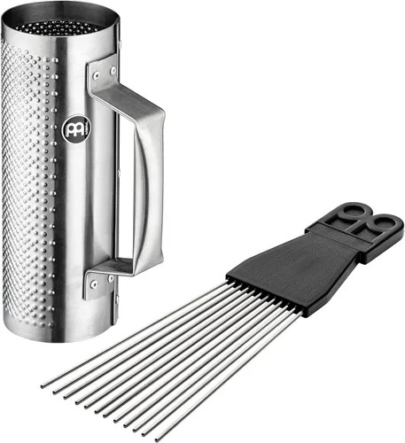Miniatura 9 de Meinl Percussion Merengue Guira Shaker con raspador ABS, no fabricado en China, cuerpo y relleno de acero cepillado, 2 años de garantía (MGUS1)