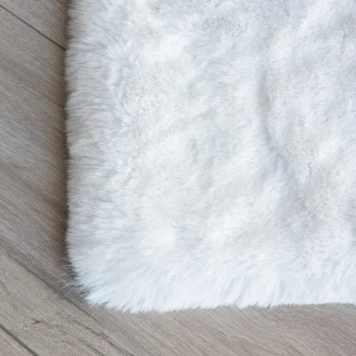 Miniatura 6 de ORINOVA - Alfombra de piel sintética blanca de 5 x 7 pies, alfombra de área lavable tipo shag para sala de estar, alfombras esponjosas para Blanco