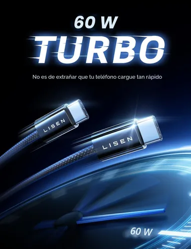 Miniatura 2 de LISEN Cable USB C, Paquete de 5 [3.3 pies] Cable USBC a USBC para Cargador de iPhone 16e 15 Pro Max, Cable C a C de 60W (3.1A) de Carga Rápida