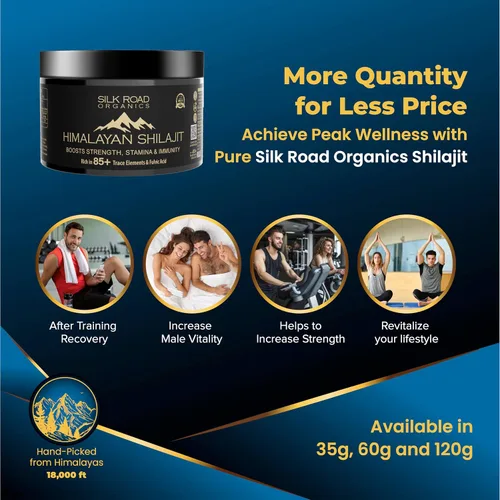 Miniatura 8 de Shilajit Silk Road Organics - Resina pura de Shilajit del Himalaya con más de 85 oligoelementos y ácido fúlvico para energía y apoyo inmunológico