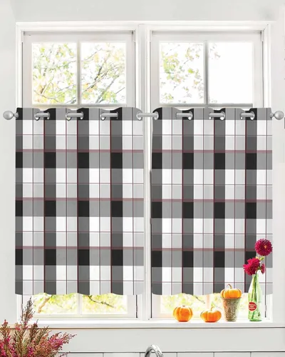 Miniatura 11 de Cortinas traslúcidas de Navidad de 39 pulgadas de largo, juego de 2 paneles de cortinas para cocina, dormitorio, sala de estar, puerta, pasillo
