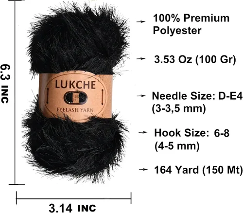 Miniatura 3 de Hilo de Pelo de Pestañas de Diversión de Lana de Felpa Premium 100% Poliéster 164 Yardas (150 Mt), 3.53 Oz (100 Gr) Hilo de Crochet Colorido DIY