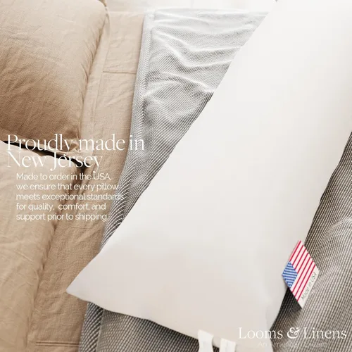 Miniatura 5 de Looms & Linens Almohada corporal de 48 pulgadas, almohadas de cuerpo largo para adultos y ancianos para dormir de lado, hechas en Estados Unidos, 1