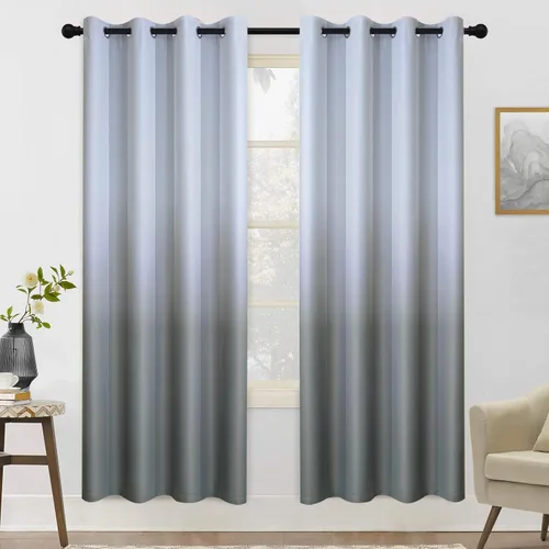 Miniatura 114 de COSVIYA Cortinas 100% Opacas Azul Degradado con Lazos Ajustables para Cocina Aislamiento Térmico Oscurecimiento de Habitación Cenefa con Bolsillo