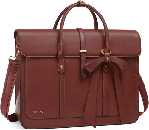 Miniatura 18 de MOSISO Bolsa para computadora portátil para mujer, de piel sintética, mochila convertible, bolsa de viaje para computadora con lazo