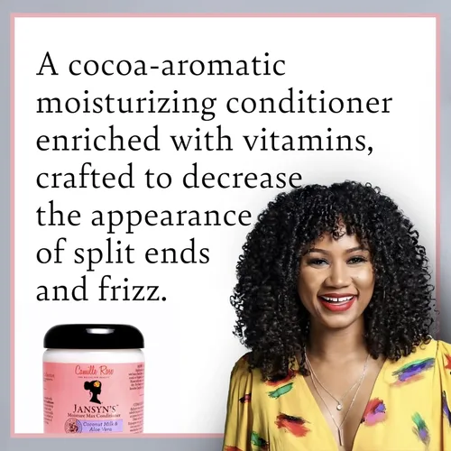 Miniatura 2 de Camille Rose Acondicionador, Jansyn's Moisture Max – desenredante, acondicionador profundo para cabello seco y dañado, control de encrespamiento, 8