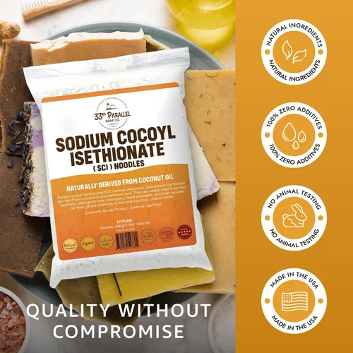 Miniatura 3 de Fideos de isetionato de cocoilo de sodio (SCI) (8 onzas) Limpiador natural suave a base de coco, surfactante sin sulfato para barras de champú