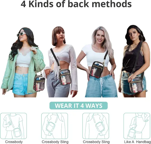 Miniatura 18 de Bolso cruzado aprobado por estadios para mujer, bolsa transparente para estadios para eventos deportivos, conciertos