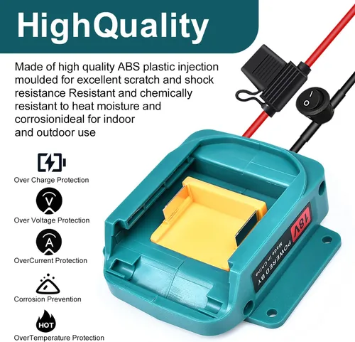 Miniatura 5 de QSDXNYDC Adaptador de batería de rueda eléctrica para Makita 18V LXT batería con fusible e interruptor conector 14 AWG para BL1850B, BL1860B, Azul