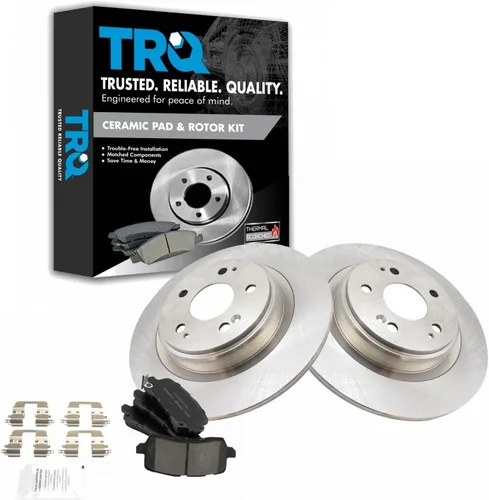 Miniatura 140 de TRQ Kit de rotor de freno trasero y pastillas de cerámica Posi premium compatible con camioneta Chevy GMC