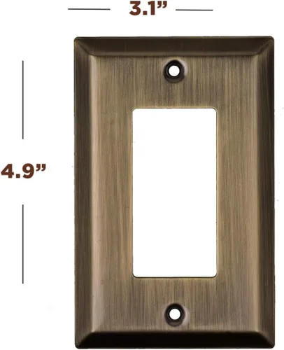 Miniatura 2 de Placas de pared decorativas clásicas de latón antiguo Enchufe eléctrico y cubiertas de interruptor Estilo: 1 Gang Decorator (paquete de 4)
