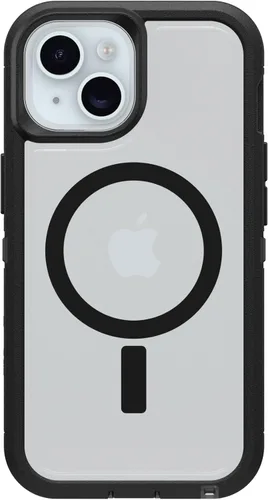 OtterBox Funda transparente para iPhone 17e, 16e, 15, 14 y 13 Defender Series XT, lado oscuro (negro/transparente), sin pantalla, resistente, a Dark
