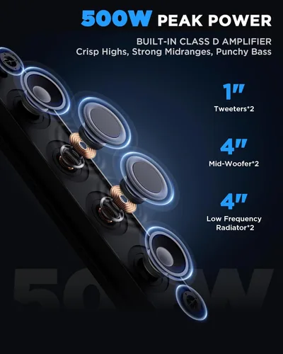 Miniatura 2 de Ehaho Barra de sonido UTV de 25 pulgadas, IP66 impermeable Bluetooth barra de sonido para carrito de golf, barra de sonido ATV con iluminación RGB