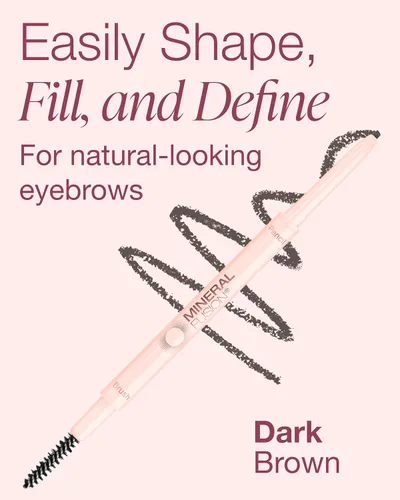 Miniatura 4 de Mineral Fusion Lápiz retráctil para cejas (marrón oscuro) – Ganador del premio TZR Beauty Heroes 2025 – Forma y define las cejas con cepillo