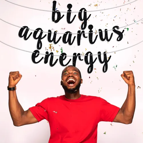 Miniatura 5 de Big Aquarius - Cartel de energía de Acuario, letrero de feliz cumpleaños con temática del zodiaco de 12 constelaciones, suministros de decoración