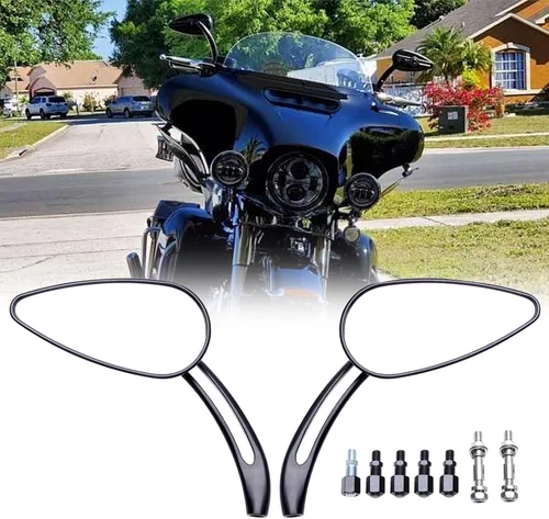 Miniatura 3 de Espejos retrovisores de 8 mm/10 mm para motocicleta con diseño de calavera para Harley Touring, Road King, Street Glide, Dyna, Suzuki, Kawasaki