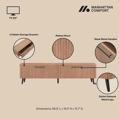 Miniatura 4 de Manhattan Comfort Soporte de TV Jodie en arce