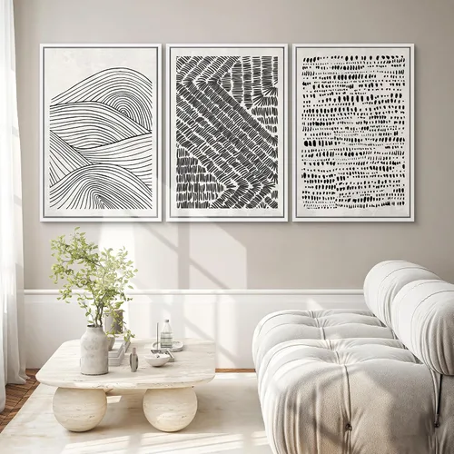 Miniatura 571 de SIGNWIN Lienzo enmarcado para pared, arte con pinceladas de flujo neutro en tonos beige abstractos, ilustraciones, arte moderno, decorativo