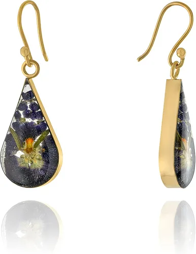 Miniatura 28 de Amazon Essentials Pendientes de plata de ley con forma de lágrima de flor prensada (anteriormente Amazon Collection)