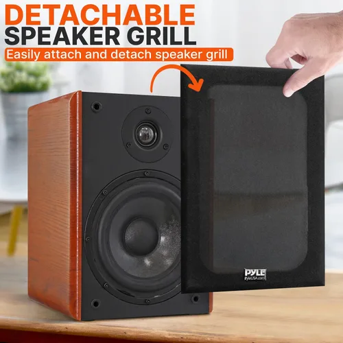 Miniatura 5 de Pyle Par de altavoces de estantería con cable de 5.25 pulgadas, altavoces de cine en casa de alta fidelidad de 2 vías con soportes de montaje